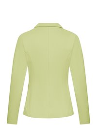 Blazer ajusté vert clair à manches longues, avec coutures au dos et col classique, présenté de dos sur un fond blanc.