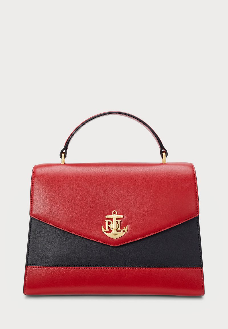 Lauren Ralph Lauren TWO TONE LEATHER MEDIUM FARRAH SATCHEL - Geantă de mână - black/festive red