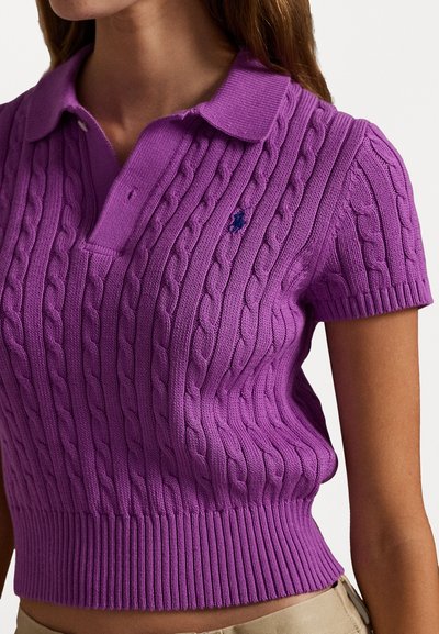Polo Ralph Lauren CABLE KNIT COTTON CROPPED POLO SHIRT - Polo krekls - fig purple