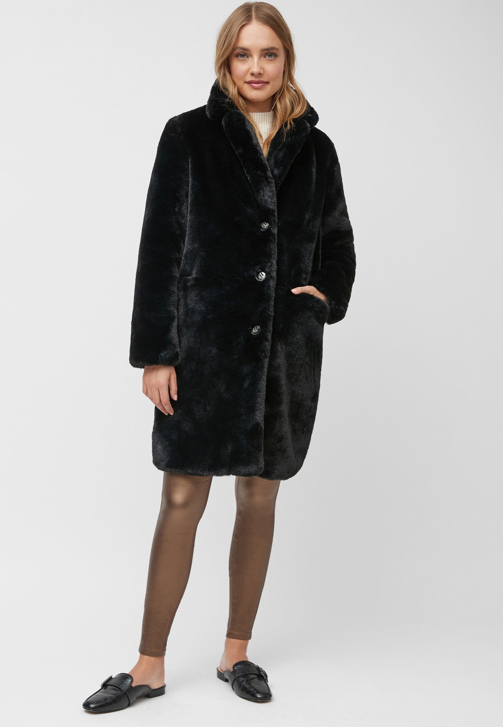 Camel faux fur coat next Clearance