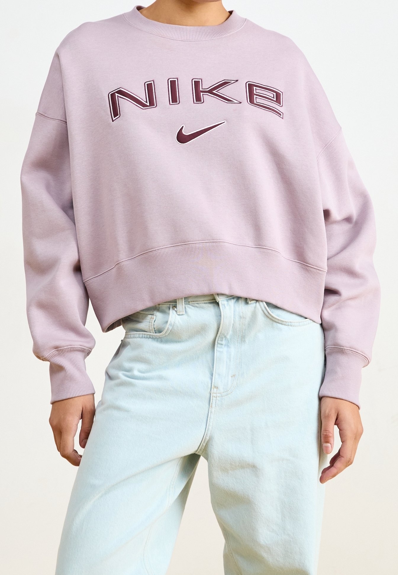 nike mini swoosh oversized sweatshirt purple