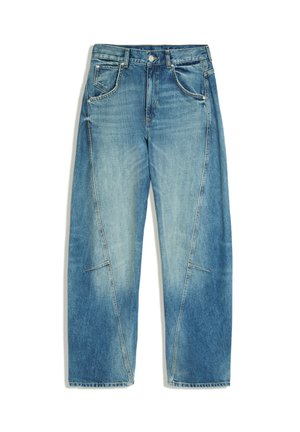Bershka, LOW-RISE - BARREL JEANS - Wide leg - light blue