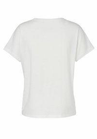 Witte katoenen t-shirt met korte mouwen, een ronde hals en een ontspannen pasvorm. De achterkant toont een gladde textuur en een schone snit zonder patronen.