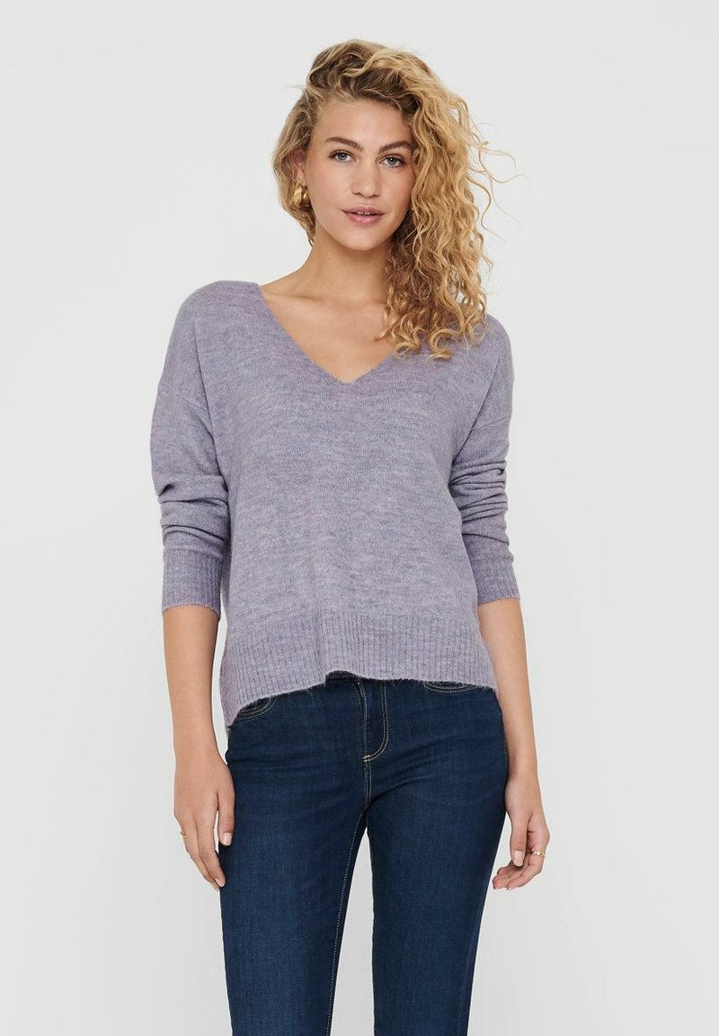 JDY JDYELANORA L/S V-NECK NOOS - Neule - lavender gray