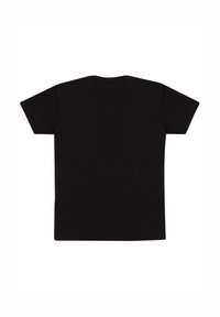 Schwarzes Baumwoll-T-Shirt mit kurzen Ärmeln und Rundhalsausschnitt. Besondere Merkmale sind das schlichte, einfarbige Design ohne Muster oder Grafiken.