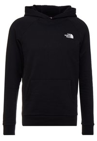 Felpa nera realizzata in un mix di cotone, con tasca frontale, polsini a costine e un piccolo logo bianco sul petto. Design classico a collo rotondo.