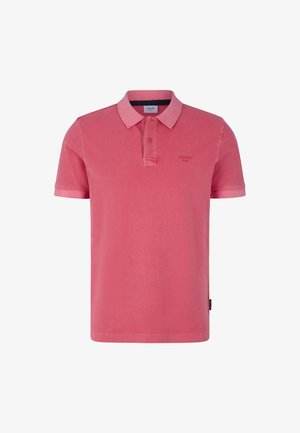 Roze katoenen polo shirt met een kraag, korte mouwen en een subtiel logo op de borst. Glad textuur en een standaard pasvorm.