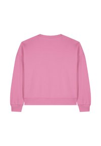 Roze katoenen sweatshirt met een ronde hals, geribbelde boorden en een ontspannen pasvorm. Gladde textuur met minimale stikdetails.