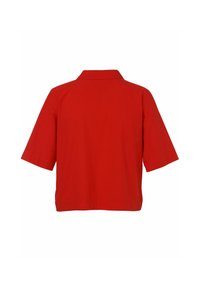 Rode korte mouwen blouse met een kraag en een boxy pasvorm. Gemaakt van katoen, met een gladde textuur en een eenvoudig ontwerp.