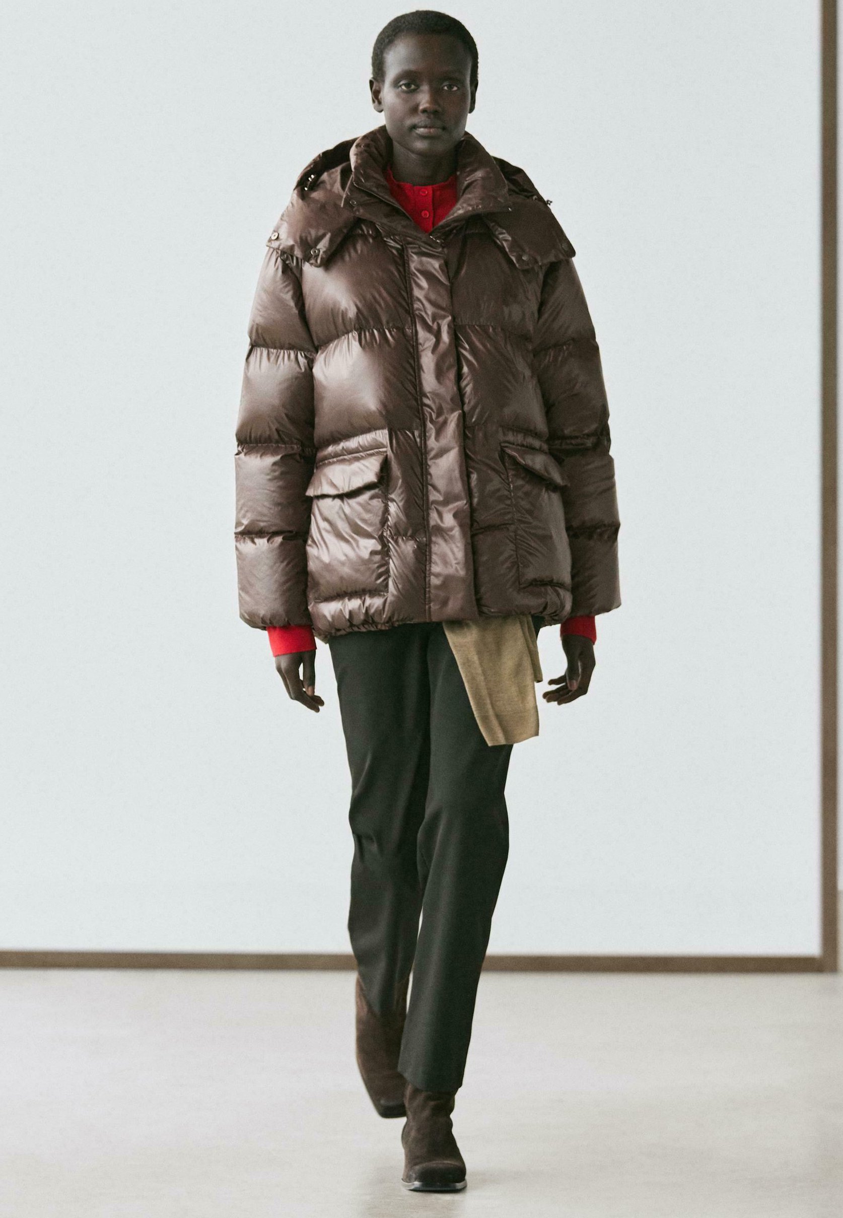 Massimo Dutti SHINY DOWN - Down coat - dark brown - Zalando