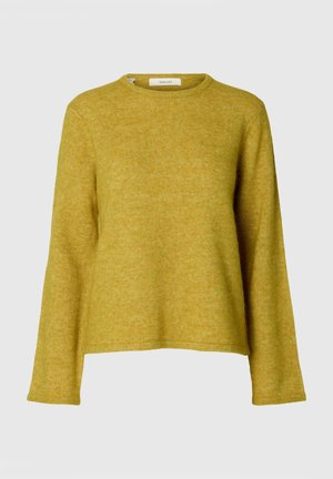 Selected, SLWLULU NEW LS KNIT O-NECK NOOS - Striktrøje - avocado oil