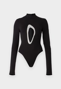 CRYSTAL CUTOUT BODYSUIT - Longsleeve - black/silver