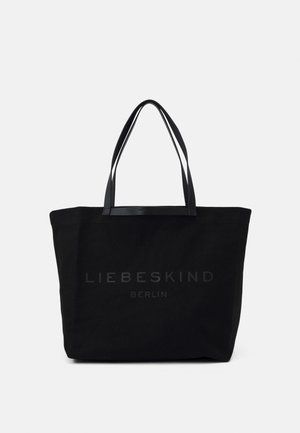 Sac cabas noir avec double poignée et logo "Liebeskind Berlin" imprimé sur le devant.