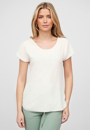 CLOUD5IVE DAMEN MUSSELIN TOP MIT SPITZENBESATZ HINTEN - T-shirts - white