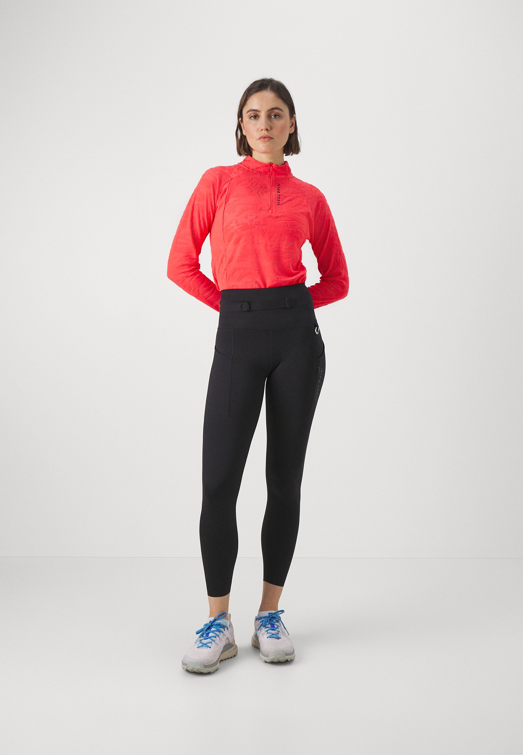 nike red and black leggings