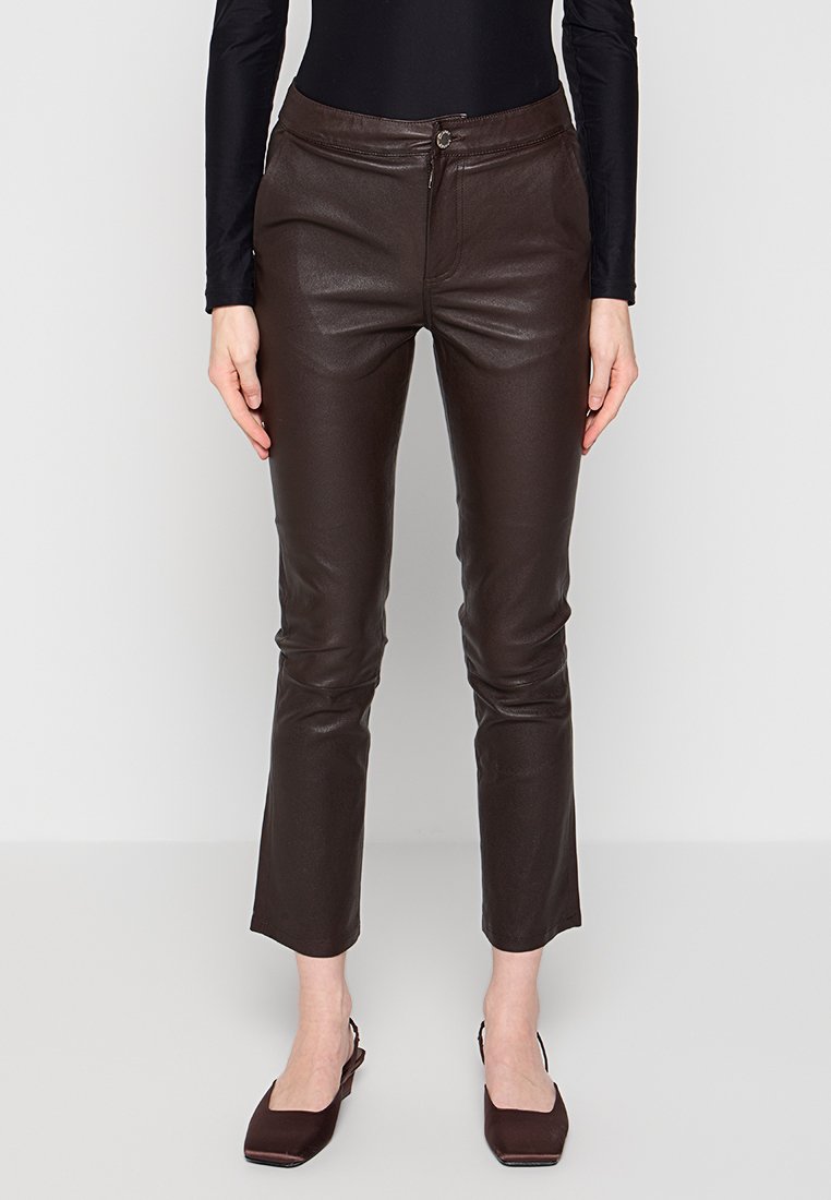 2nd Day Leren broek donkerbruin