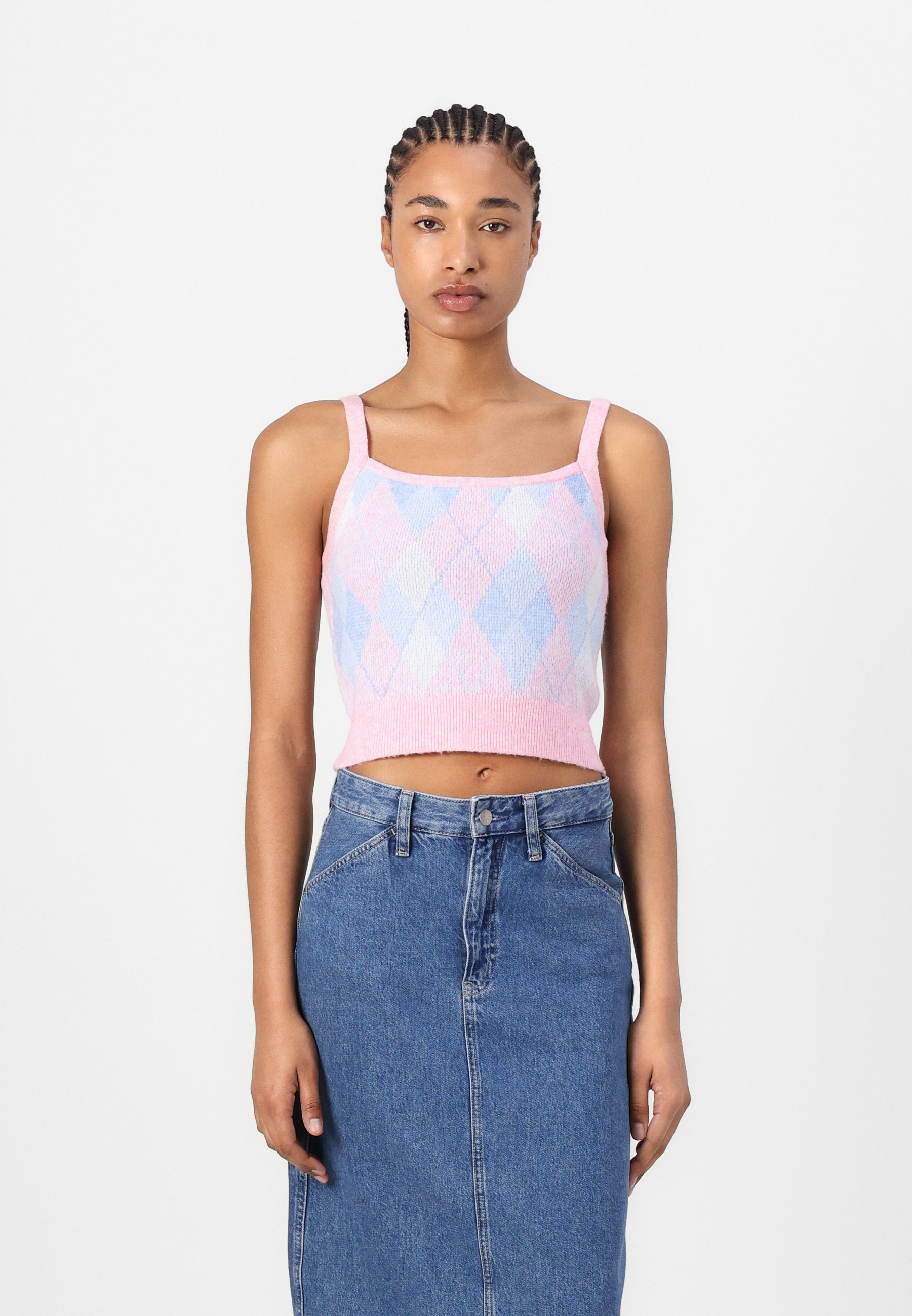 売れ筋商品|||トミーヒルフィガー Tシャツ レディース トップス CROP ARGYLE CAMI - Top - carnival pink Crop Argyle Cami Top | Knitwear | Tommy Jeans