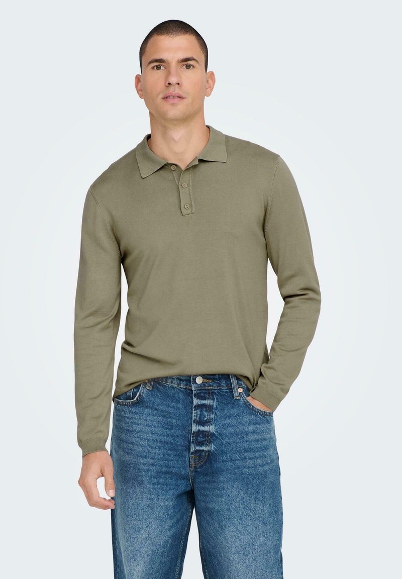Only & Sons WYLER LIFE REG 14 LS NOOS - Polo shirt - chinchilla