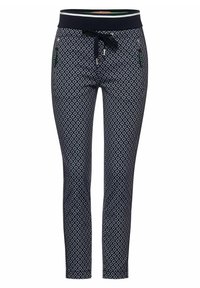 Marina leggings med ett geometriskt diamantmönster, featuring en bred midjeband med dragsko, sidofickor och en elastisk finish.