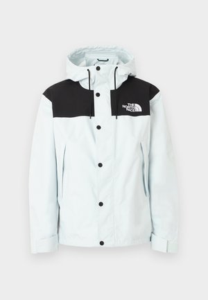 Λευκό και μαύρο μπουφάν με κουκούλα, με κουμπιά μπροστά, πλαϊνές τσέπες με φερμουάρ, ρυθμιζόμενα μανίκια και το λογότυπο "The North Face" στο στήθος.