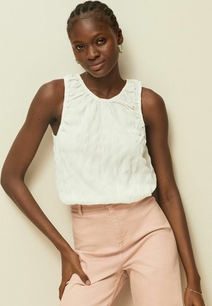 Next TEXTURED RUCHED SLEEVELESS RACER - REGULAR FIT - Blouse - white