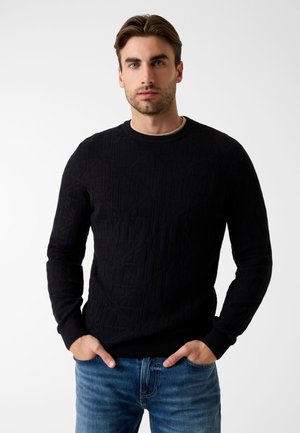 MIT GEPRÄGTEM LOGO - Strickpullover - schwarz