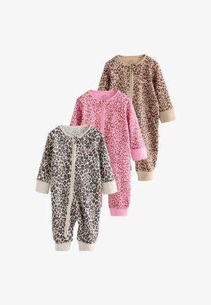 Next, REGULAR FIT - TWO WAY ZIP BABY SLEEPSUITS 3 PACK . - Overal na spanie - pink animal print