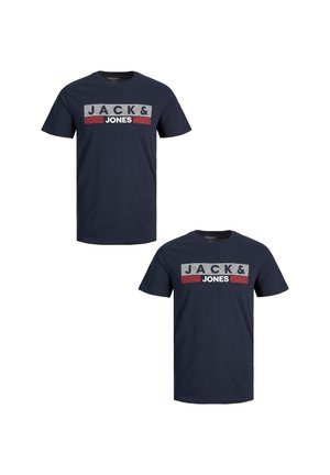 LOGO PLUS SIZE RUNDHALS KURZARM ECORP 2PACK - T-Shirt print - dunkelblau rot