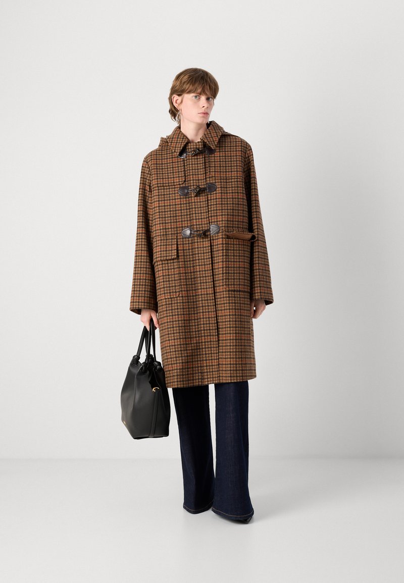 Ensemble Jupe + Veste Années 70 - Laine Tartan Orange - Taille 40 - Occasion Très Bon état