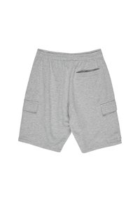Grijze katoenen shorts met een elastische tailleband, zijzakken en een klein achterzakje. Gladde textuur en een ontspannen pasvorm.
