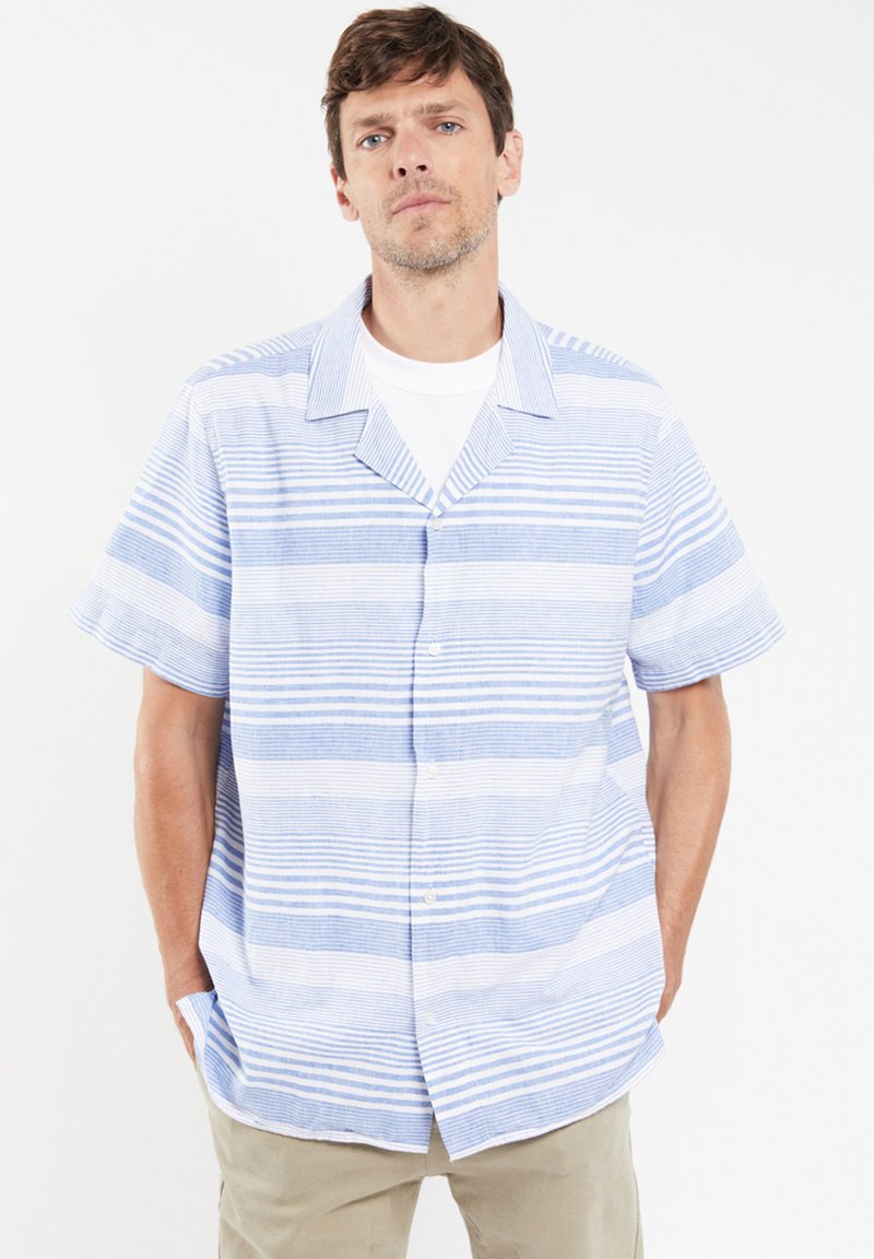 Chemise Western Wrangler Homme – XXL Bleu Rayé – Manches Courtes – Boutons Pression