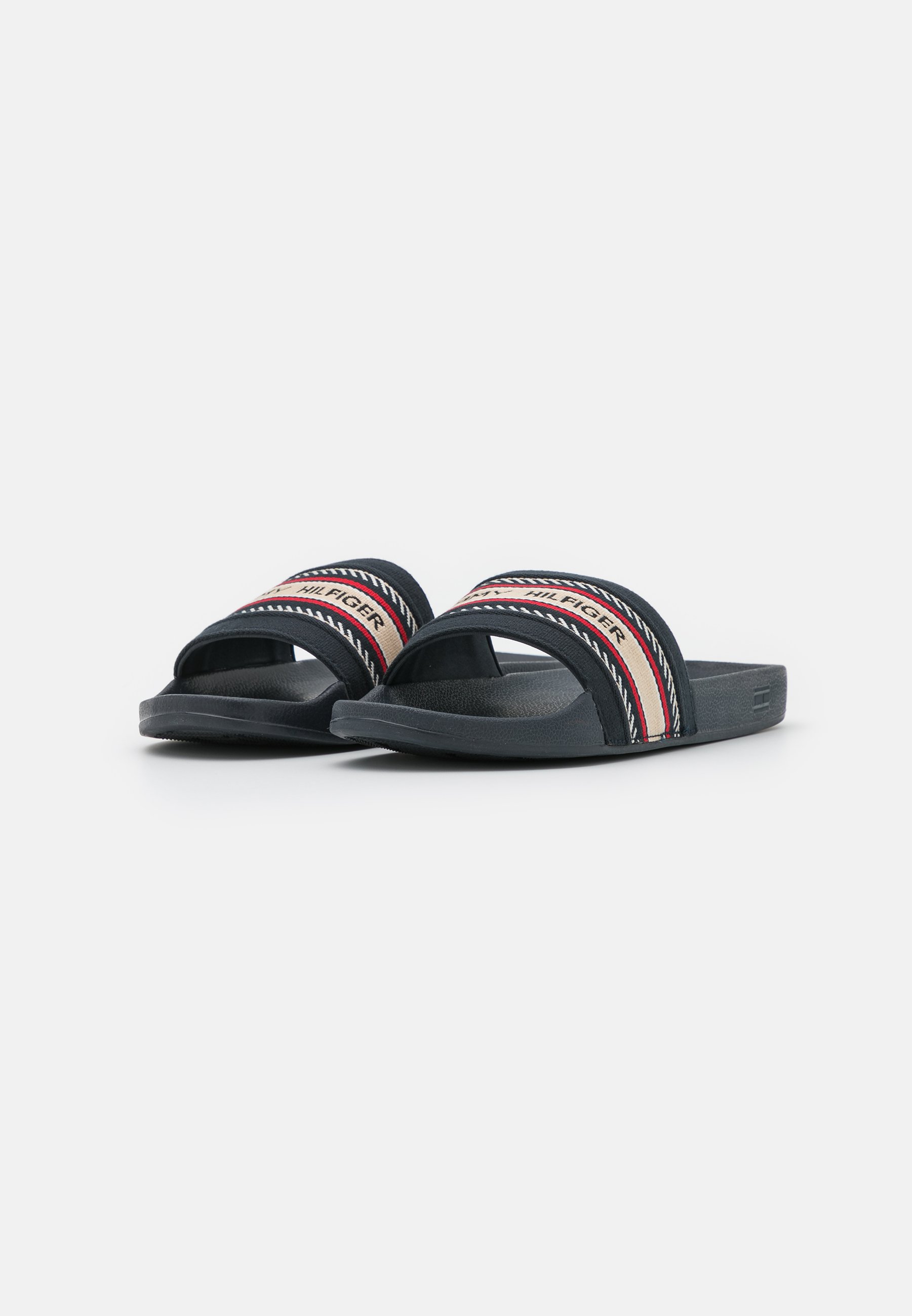 Tommy Hilfiger ARTISANAL POOL SLIDE - Sandalias planas - desert sky/azul  marino - Zalando.es
