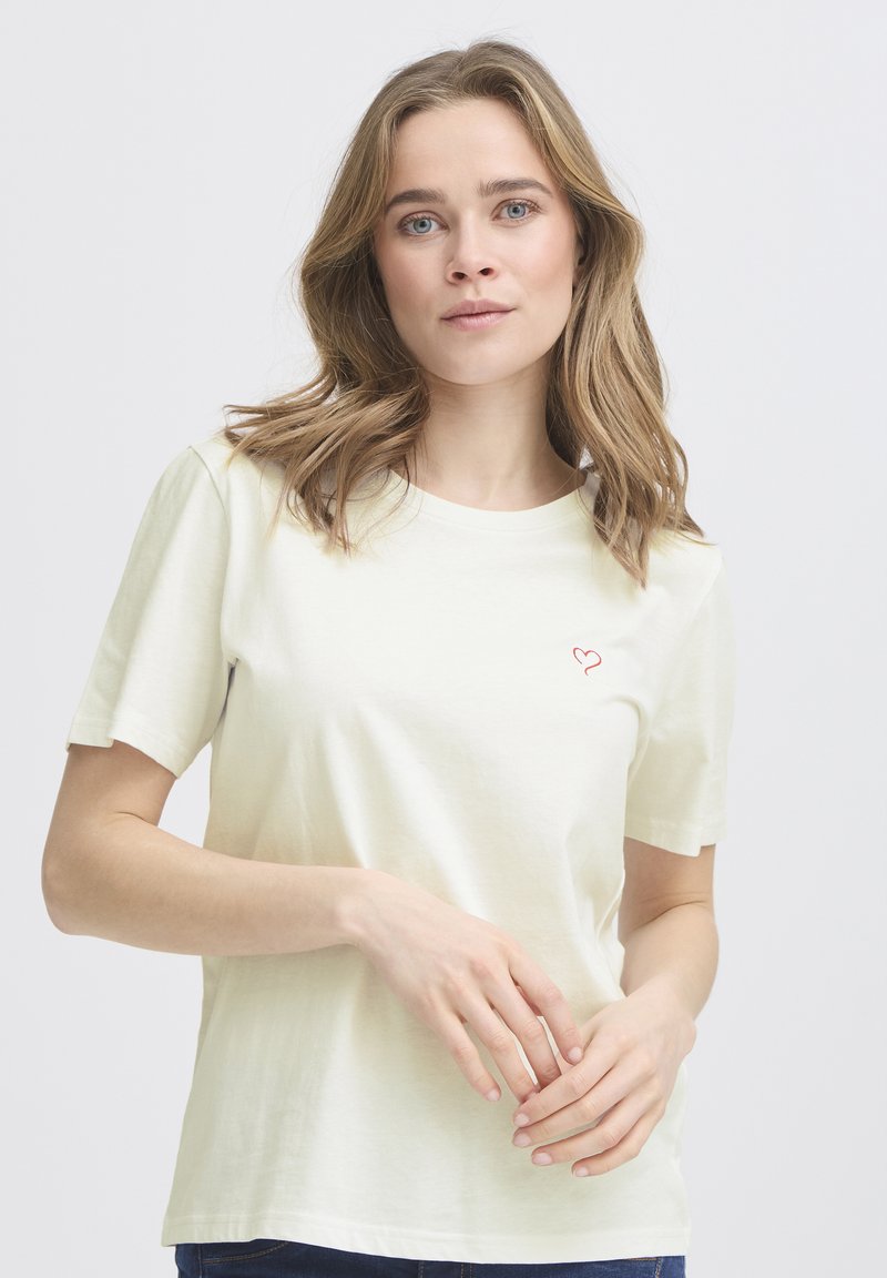 Fransa HEART - T-shirt imprimé - blanc de blanc mix