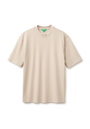 United Colors of Benetton, RIBBED KNIT T-SHIRT WITH CREW NECK IN THE SAME FABRIC.. - Basic T-shirt - beige