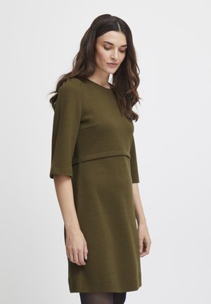 FREIJA - Svetríkové šaty - dark olive