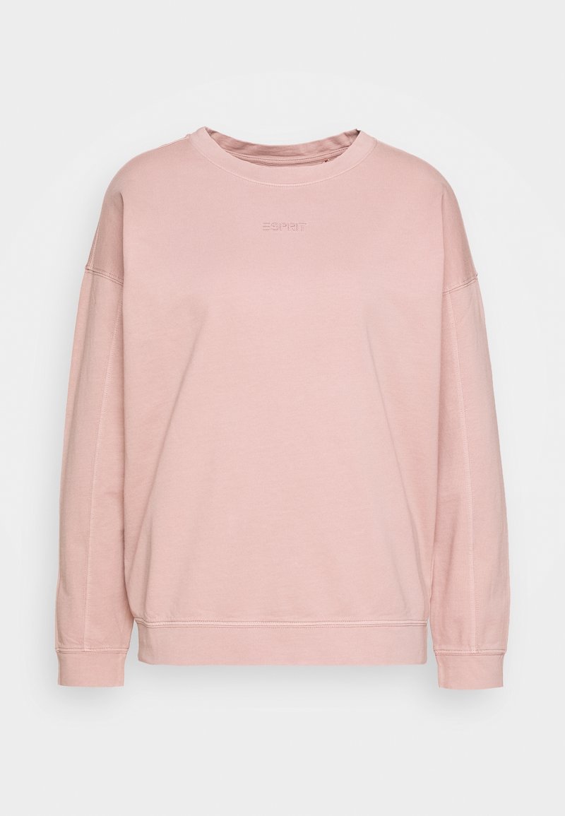 Roze langemouwen sweatshirt met ronde hals met subtiele geborduurde "ESPRIT" logo op het midden van de voorkant, ontspannen pasvorm en geribde manchetten en zoom.