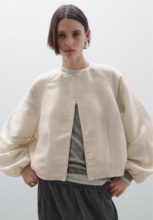 Massimo Dutti FRAYED LIGHTWEIGHT BOMBER NECK - Bomberjakke - beige