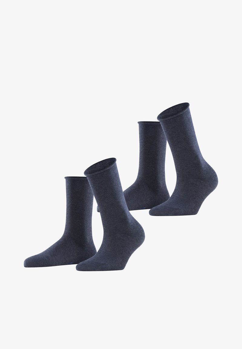 Esprit 2ER PACK FEINSTE UNG UNIFARBEN MIT ROLLRAND - Chaussettes - navyblue m