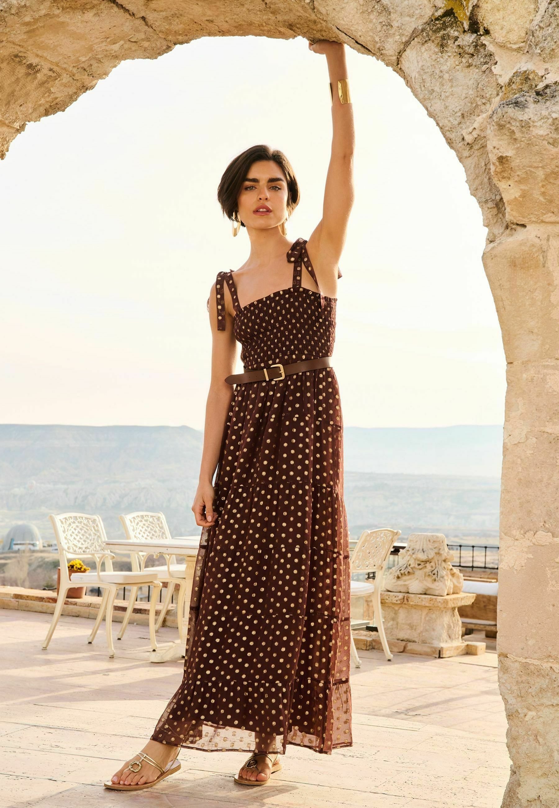 Rosé Muse check cami dress set bolero