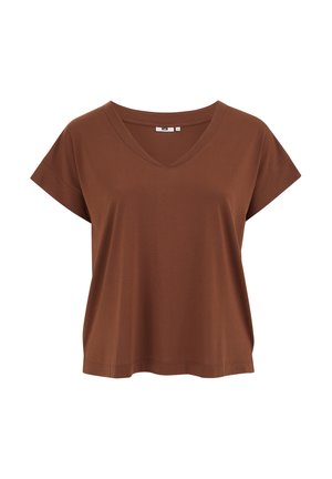 WE Fashion, CURVE - T-shirt basique - cinnamon brown