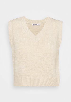OVERSIZED VEST WITH LOW V NECK - Trui - cream
