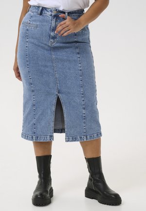 THURA - Denimová sukňa - medium blue denim
