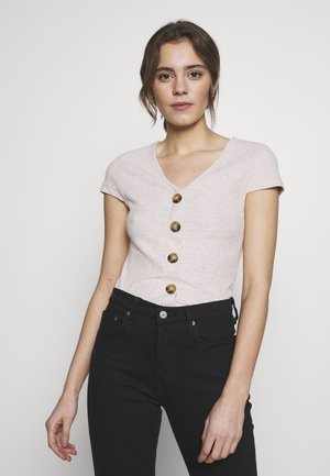 ONLNELLA BUTTON - T-shirt con stampa - pumice stone/melange