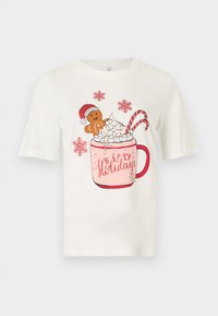 ONLROSIE LIFE XMAS - Μπλουζάκι με στάμπα - cloud dancer