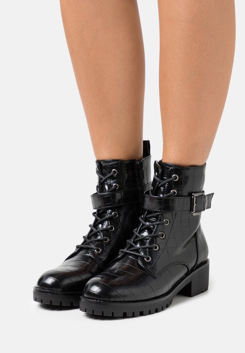 Anna Field Botines con cordones - black