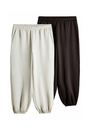 THE SET, 2 PACK FOLD OVER WAISTBAND JOGGERS - Dresside alumine osa - brown cream