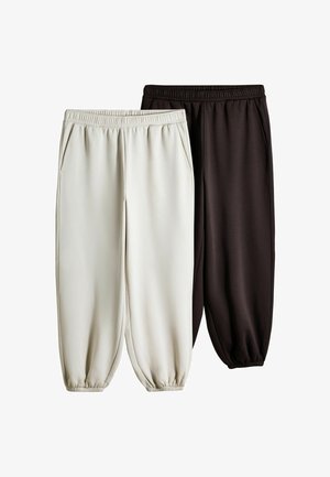 THE SET, 2 PACK FOLD OVER WAISTBAND JOGGERS - Dresside alumine osa - brown cream