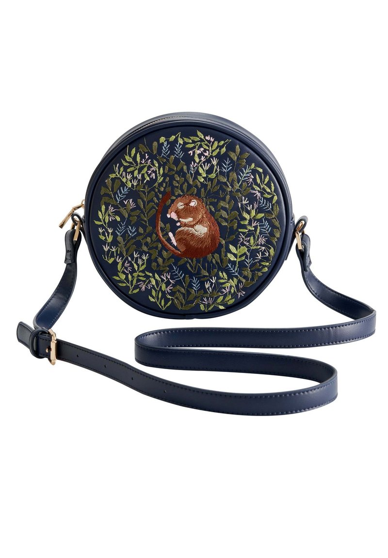 FABLE ENGLAND CIRCLE EMBROIDERED DORMOUSE Across body bag blue