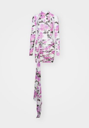 David Koma WRAP LAYER LONG PRINTED MINI DRESS - Juhlamekko - white/pink