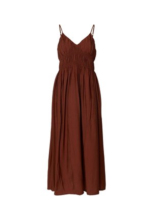 Selected, MAXI DRESS V-NECK SPAGHETTI - Robe de jour - cherry mahogany